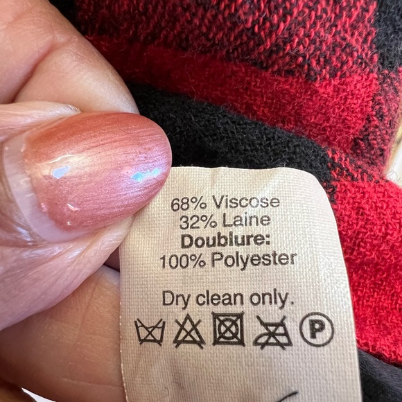 Madewell Buffalo Plaid Tie-Neck Tunic Dress Red Black Wool Blend Small - Picture 6 of 6